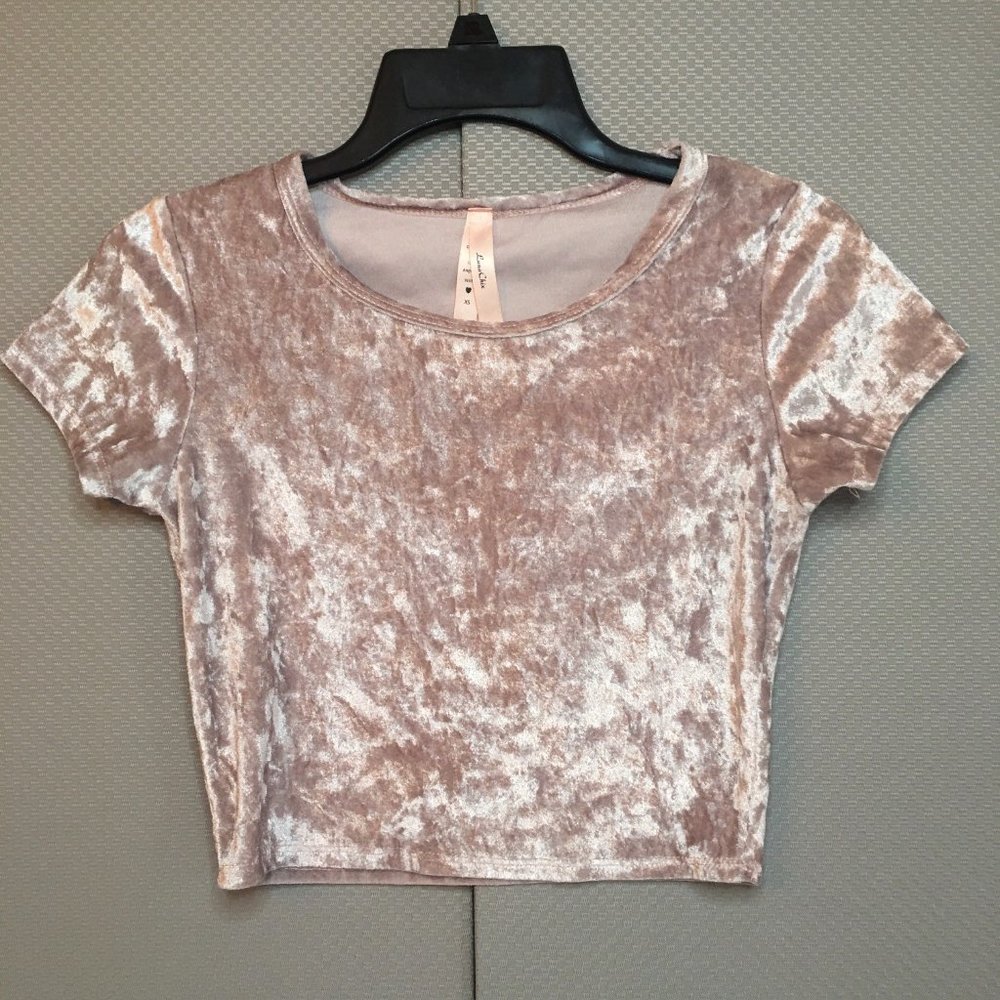 Luna Chix Women's Crop Top Velvet Blush Pink Size XS